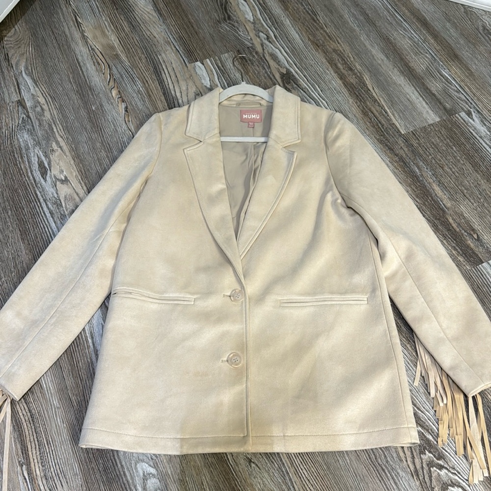 Show Me your MuMu Beige Fringe jacket